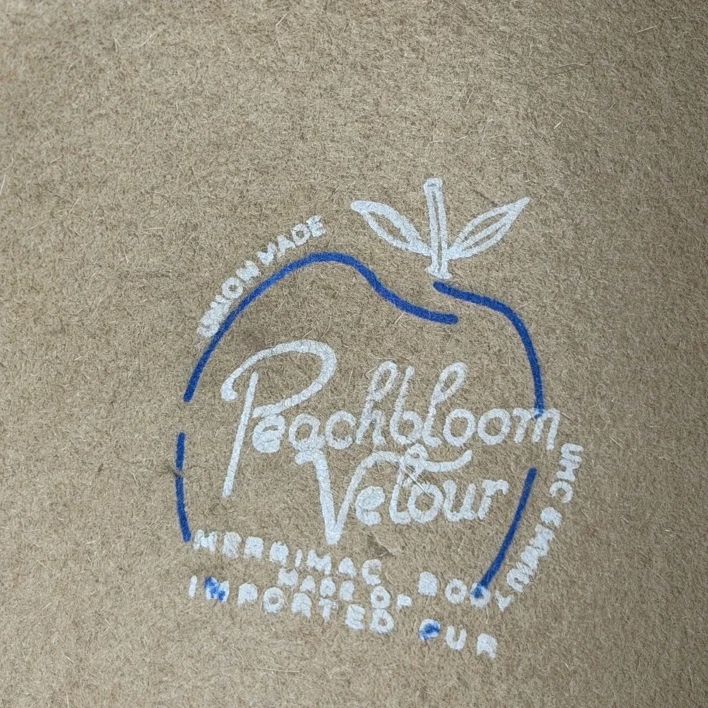 Vintage Peachbloom Velour‎ Merrimac Body Fur Felt Cloche Hat Camel Tan Brown Bow